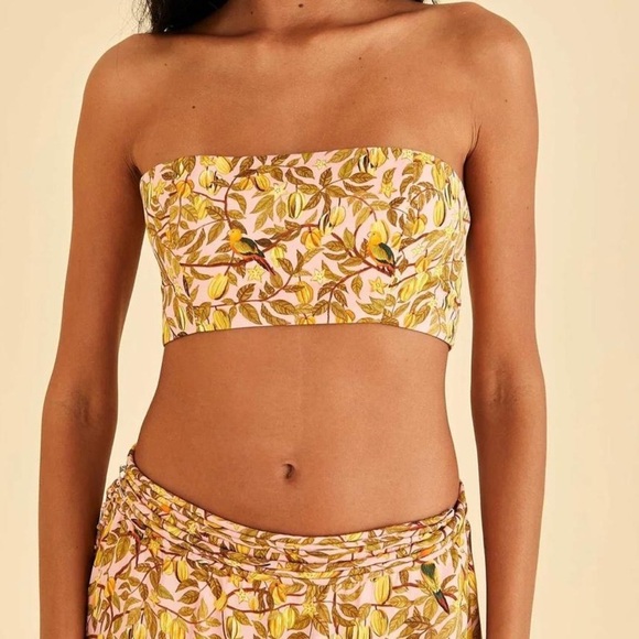 FARM Rio Tops - Farm Rio star fruit light pink tropical crop top Size M